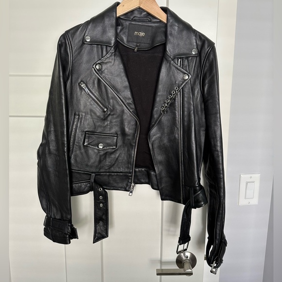 Maje lambskin leather jacket deals